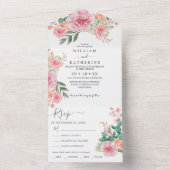 Schwarz-Weiß-Rosa-Blumenzwiebeln All In One Einladung (Innen Boden)