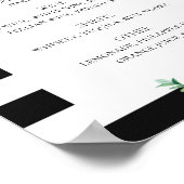 Schwarz-Weiß-Rosa-Boho Blumengetränke Hochzeitsget Poster (Ecke)