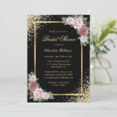 Schwarz-Weiß-Rosa-Brautparty Einladung (Stehend Vorderseite)