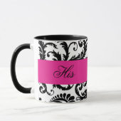Schwarz, Weiß, Rosa Damaske "Seine" Tasse (Links)