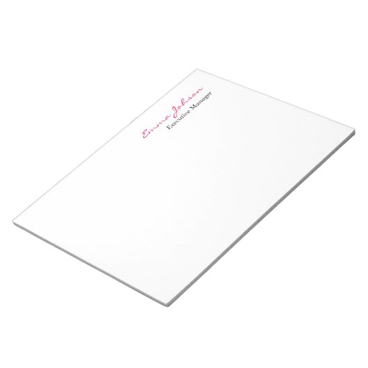 Schwarz-weiß rosa Elegant Modernes, einfaches Big Notizblock (angewinkelt)