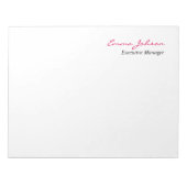 Schwarz-weiß rosa Elegant Modernes, einfaches Big Notizblock (Vorderseite)