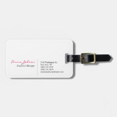 Schwarz-weiß rosa Elegant Modernes Einfaches Gepäckanhänger (Vorderseite horizontal)