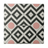 Schwarz-weiß rosa geometrisches Muster Fliese (Vorderseite)