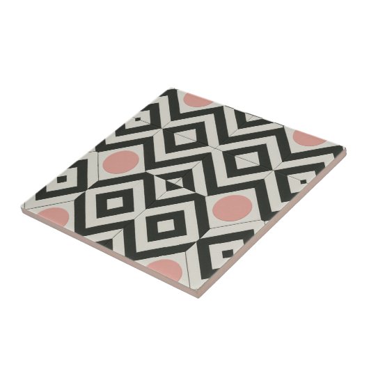 Schwarz-weiß rosa geometrisches Muster Fliese (Seite)
