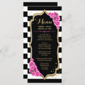 Schwarz-weiß rosa Gold-Menükarte Programm (Vorne/Hinten)