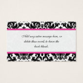 Schwarz, Weiß, Rosa Herzklopfen Damask Gefältmarke (Rückseite)