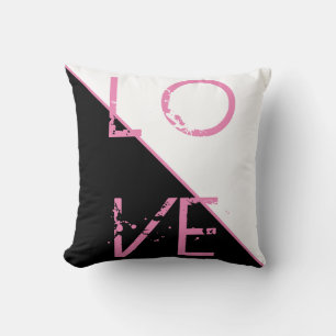 Schwarz Weiß Rosa Liebe Kissen Zierkissen