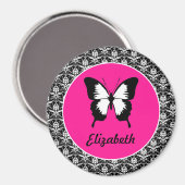 Schwarz & Weiß & Rosa mit Flügeln Magnet (Vorderseite/Rückseite)