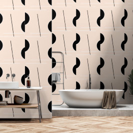 Schwarz-weiß rosa Moderner Chic Minimalistisch Tapete