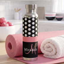 Schwarz Weiß Rosa Monogramm Schrift Punkte