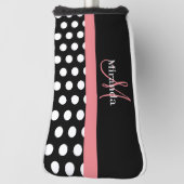 Schwarz Weiß Rosa Monogramm Script Punkte Golf Headcover (Rotieren 90)