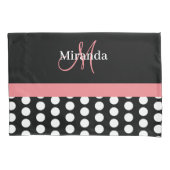 Schwarz Weiß Rosa Monogramm Script Punkte Std Kissenbezug (Vorderseite)