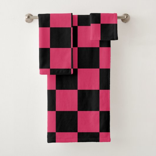 Schwarz-Weiß-Rosa-Muster Badhandtuch Set (Insitu)