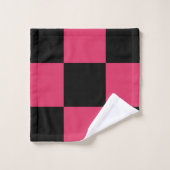 Schwarz-Weiß-Rosa-Muster Badhandtuch Set (Waschlappen)