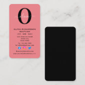 Schwarz-weiß rosa Name für vertikale Monogramm-Skr Visitenkarte (Vorne/Hinten)