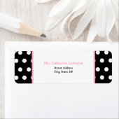 Schwarz-weiß & rosa Polka-Dot-Adressenaufkleber (Insitu)