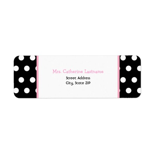 Schwarz-weiß & rosa Polka-Dot-Adressenaufkleber (Vorne)