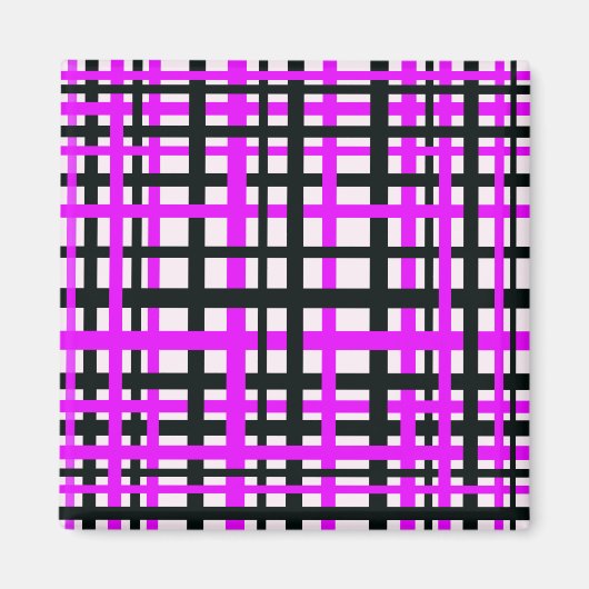 Schwarz-weiß rosa Streifen Magnet (Vorne)
