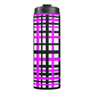 Schwarz-weiß rosa Streifen Thermosbecher