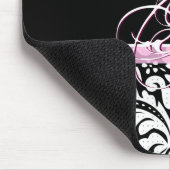 Schwarz-weiß-rosa Vintages Muster für Blumendach Mousepad (Ecke)