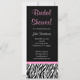 Schwarz-weiß rosa Zebra Print Brautparty Einladung