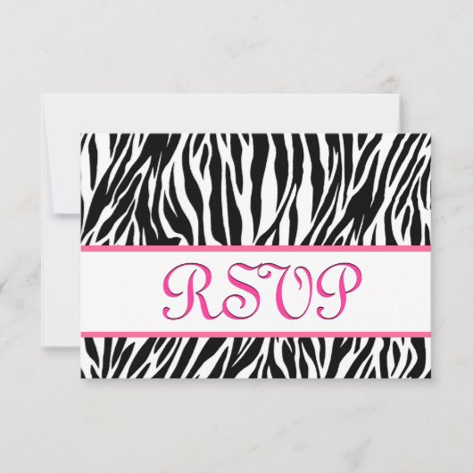 Schwarz-weiß rosa Zebra UAWG Personalisierte Remis RSVP Karte (Vorderseite)