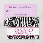 Schwarz-weiß rosa Zebra UAWG Personalisierte Remis RSVP Karte (Vorne/Hinten)