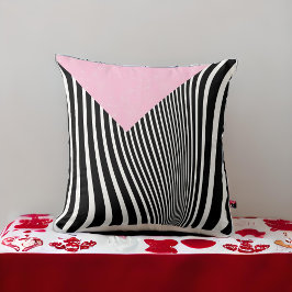 Schwarz-Weiß-Rosa-Zebrastreifen und Curvy Kissen