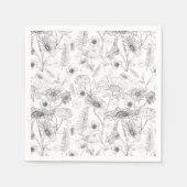 Schwarz-Weiß-Rose Blume Serviette (Vorderseite)