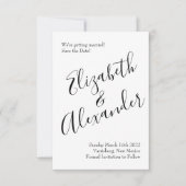 Schwarz-Weiß-Rose-Blumenhochzeit Einladung (Vorderseite)