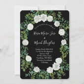 Schwarz-Weiß-Rose-Blumenhochzeit Einladung (Vorderseite)