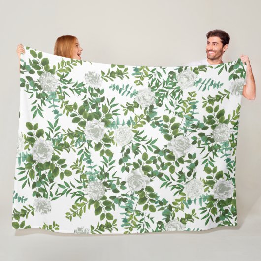 Schwarz-Weiß-Rose-Blumenhochzeit Fleecedecke (Beispiel)