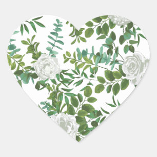 Schwarz-Weiß-Rose-Blumenhochzeit Herz-Aufkleber