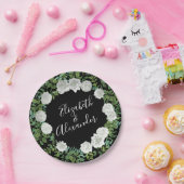 Schwarz-Weiß-Rose-Blumenhochzeit Pappteller (Party)