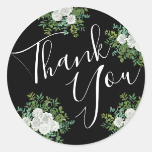 Schwarz-Weiß-Rose-Blumenhochzeit Runder Aufkleber