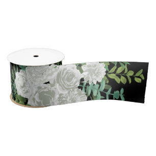 Schwarz-Weiß-Rose-Blumenhochzeit Satinband