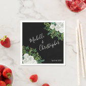 Schwarz-Weiß-Rose-Blumenhochzeit Serviette (Beispiel)