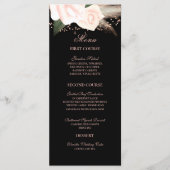 Schwarz-Weiß-Rose-Blumenstrauß-Hochzeiten Menükarte (Vorderseite)