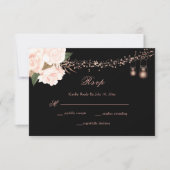 Schwarz-Weiß-Rose-Blumenstrauß-Hochzeiten RSVP Karte (Vorderseite)