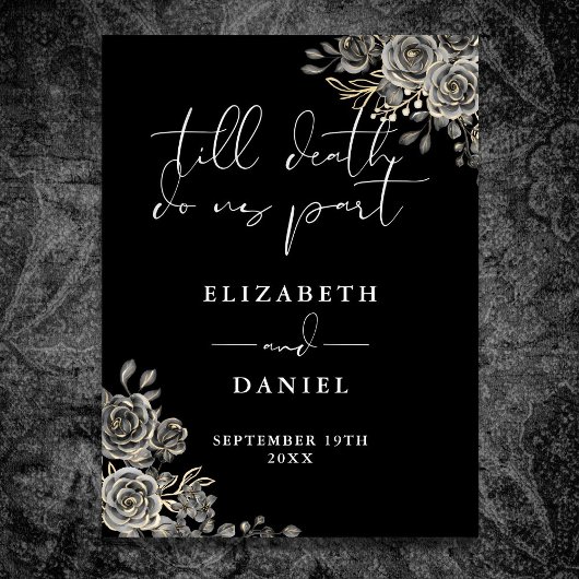 Schwarz-Weiß-Rose Blumenzettel Poster