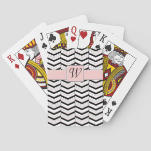 Schwarz-Weiß-Rosé-Chevron-Spielkarten Spielkarten