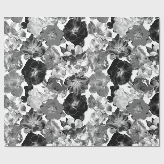 Schwarz-Weiß-Rose Geschenkpapier (Flach)