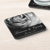 Schwarz-Weiß-Rose Getränkeuntersetzer (Linke Seite)