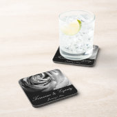 Schwarz-Weiß-Rose Getränkeuntersetzer (Rechte Seite)