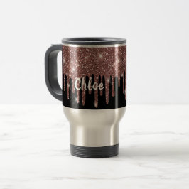 Schwarz-Weiß-Rose-Gold-Glitzer-Umarmung Reisebecher