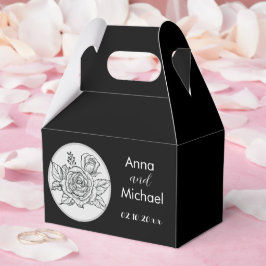 Schwarz-Weiß-Rose-Hochzeit Geschenkschachtel
