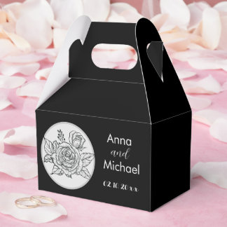 Schwarz-Weiß-Rose-Hochzeit Geschenkschachtel