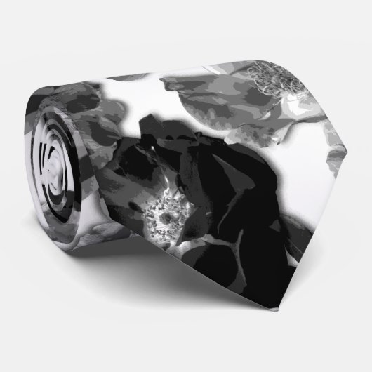 Schwarz-Weiß-Rose Krawatte (Gerollt)