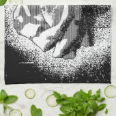 Schwarz-Weiß-Rose-Kunst Handtuch (Gefaltet)